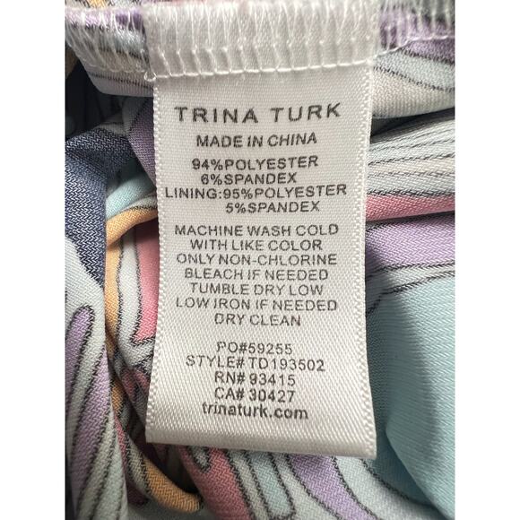 Trina Turk Halter Jumpsuit Milticolor Print Sleevless Size M Wide Leg Belted - Picture 12 of 13